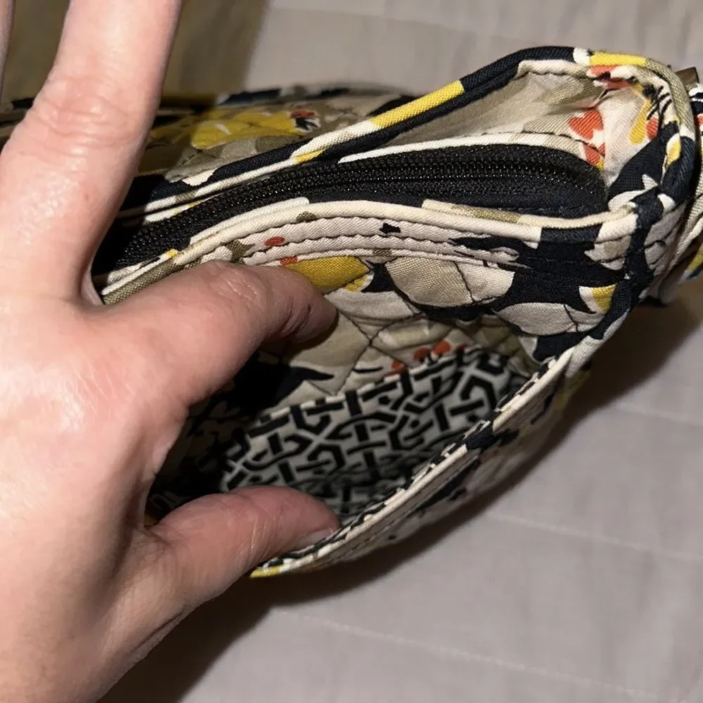 Vera Bradley Ivory Gold White Black Floral Quilted Hobo Bag Dogwood Print